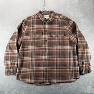 Madewell Shacket Mens 2XL Brown Plaid Easy Fit Flannel Button‎ Front Heavyweight